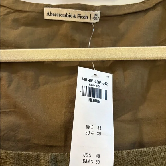 Abercrombie & Fitch Olive Linen Crop Top - Picture 2 of 4